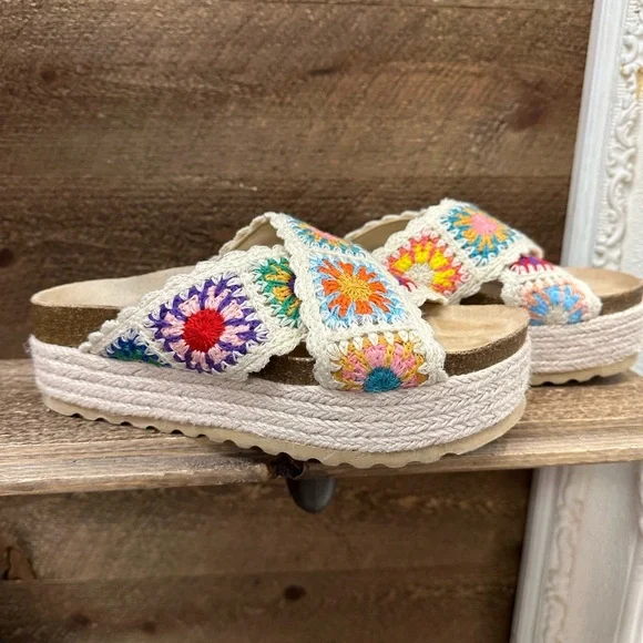 Dirty Laundry Crochet Platform Slide Sandals Size 6.5 / 37 - Picture 2 of 8